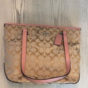 Coach Beige and Pink Tote Bag
